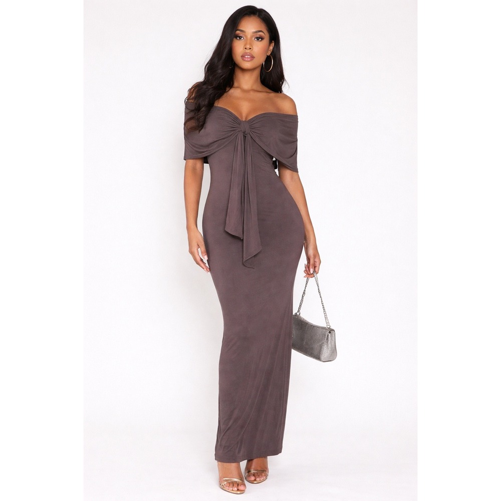 PrettyLittleThing‎ Shape Chocolate Super Soft Wrap Dr. Maxi Skirt Brown US 6 NEW